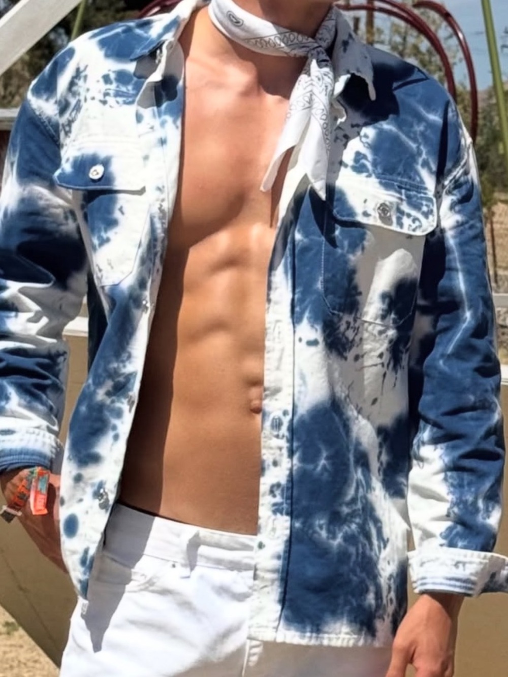 Forever 21 Men's Blue and White Tie-Dye Shirt Jacket - Picture 8 of 8